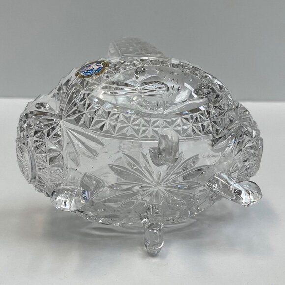 Echt Bleikristall Hand Cut Clear Lead Crystal Footed Basket Bird Collection MCM - Picture 6 of 10